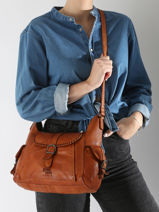 Shoulder Bag Utility Leather Basilic pepper Brown utility BUTI08-vue-porte