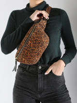 Sac Banane Paul marius Marron leopard BANANLEO-vue-porte