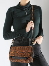 Shoulder Bag Leopard Leather Paul marius Black leopard DIANSLEO-vue-porte