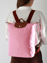 Longchamp Le pliage original Backpack Brown-vue-porte