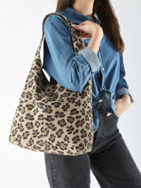 Shoulder Bag Velvet Leopardo Leather Milano Beige velvet leopardo VL24062-vue-porte
