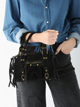 Sac Bandouli�re Velvet Cuir Milano Noir velvet VE24093-vue-porte