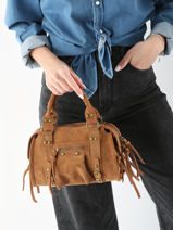 Shoulder Bag Velvet Leather Milano Brown velvet VE24093-vue-porte