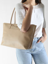 Shoulder Bag A4 Lancaster Beige maya 20-vue-porte
