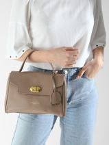 Handbag Donna Grace Leather Lancaster Beige donna grace 70-vue-porte