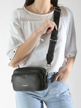 Shoulder Bag Milano Ana Leather Lancaster Black milano ana 62-vue-porte