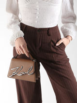 Sac Bandoulire K Signature Cuir Karl lagerfeld Marron k signature A1W30038-vue-porte