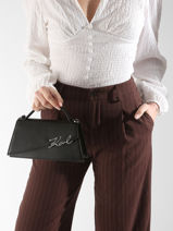 Shoulder Bag K Signature Leather Karl lagerfeld Black k signature A1W30458-vue-porte
