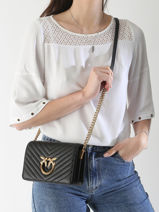 Sac Bandoulire Love Bag Quilt Cuir Pinko Noir love bag quilt A0GK-vue-porte