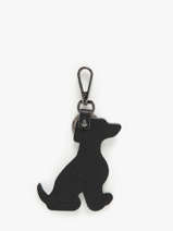 Porte-clefs Chien Cuir Milano Noir caviar CA24124