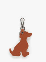 Porte-clefs Chien Cuir Milano Orange caviar CA24124