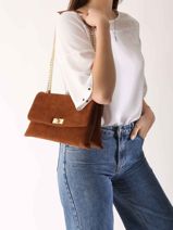 Shoulder Bag Velvet Caviar Leather Milano Brown velvet caviar VC24115-vue-porte