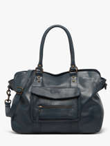 Sac Port� �paule A4 Cow Cuir Basilic pepper Bleu cow BCOW78