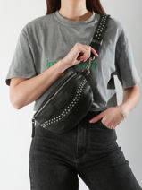 Sac Banane Cuir Basilic pepper Noir glam BGLA32-vue-porte