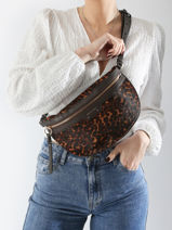 Sac Banane Othilia Lopard Cuir Vanessa bruno Marron cabas 11V40878-vue-porte