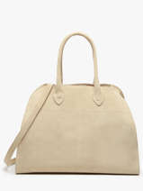 Sac Port paule Velvet Cuir Milano Beige velvet VE24118