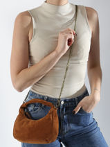 Crossbody Bag Velvet Leather Milano Brown velvet VE24113-vue-porte