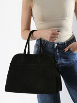Shoulder Bag Velvet Leather Milano Black velvet VE24118-vue-porte