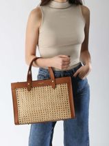 Satchel Cannage Rotin Lancaster Brown cannage rotin 115-vue-porte