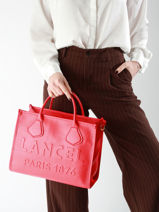 Medium Leather Jour Tote Bag Lancel Red jour A12996-vue-porte
