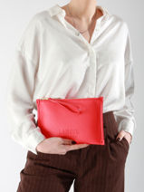 Leather Jour Pouch Lancel Red jour A13174-vue-porte