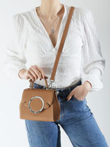 Sac Port Main Yumi Cuir Nathan baume Marron ginkgo 4-vue-porte