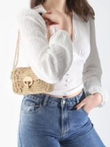 Sac Nano Moon Raphia Fleuri Vanessa bruno Beige moon raphia 25V40326-vue-porte