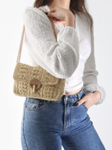Raffia Moyen Moon Crossbody Bag Vanessa bruno Beige moon raphia 91V40533-vue-porte