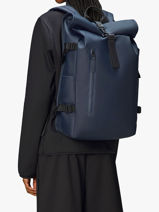 Rolltop Rucksack Large - Backpack Rains Blue city 14590-vue-porte