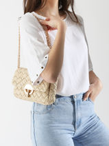 Sac Bandouli�re Moon Tress� Cuir Vanessa bruno Beige moon 38V40533-vue-porte