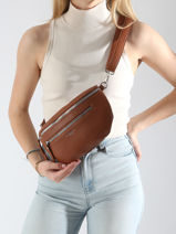 Sac Banane Flora & co Marron grained F8546-vue-porte