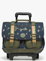 Wheeled Schoolbag 2 Compartments Cameleon Green vintage urban PBVBCR38