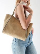 Shoulder Bag Velvet Caviar Leather Milano Beige velvet caviar VC24021-vue-porte