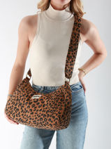 Sac Port� �paule Leopard Polyester Hindbag Marron leopard LE-vue-porte