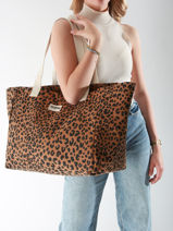Sac Port paule Leopard Hindbag Marron leopard LE-vue-porte