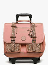 Cartable  Roulettes Enfant 2 Compartiments Cameleon Rose vintage fantasy CR38