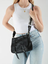 Shoulder Bag Vintage Leather Mila louise Black vintage 30172X-vue-porte
