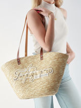 Sac Port� �paule Milos Paille Les tropeziennes Orange milos TZ01-vue-porte