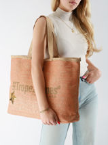 Sac Port� �paule Panama Papier Les tropeziennes Orange panama TZ01-vue-porte