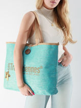 Sac Port� �paule Panama Papier Les tropeziennes Bleu panama TZ01-vue-porte