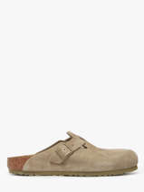 Slippers Boston In Leather Birkenstock Green men 1025788