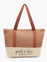 Sac Port� �paule Plage Polyester Gerard pasquier Marron plage P25021