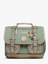 Satchel For Kids 2 Compartments Vintage Fantasy Cameleon Green vintage fantasy CA35