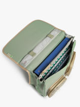 Cartable Enfant 2 Compartiments Cameleon Vert vintage fantasy CA38-vue-porte