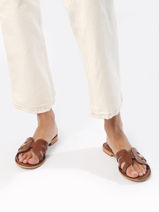 Slippers Damia In Leather Les tropeziennes Brown women DAMIA-vue-porte