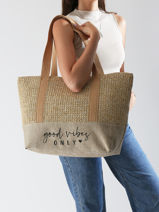 Sac Port� �paule Plage Polyester Gerard pasquier Marron plage P25021-vue-porte