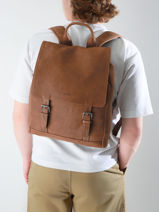 Sac � Dos Spider Business 1 Compartiment Etrier Marron spider ESPI8191-vue-porte