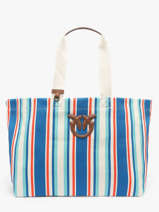Sac Port paule Logo Shopper Coton Pinko Bleu logo shopper 4754A2G5