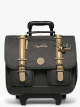 Cartable  Roulettes 3 Compartiments Cameleon Gris vintage urban CR41