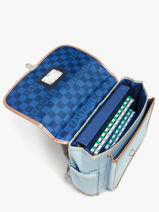 2-compartment Satchel Caramel et cie Blue boheme FI-vue-porte